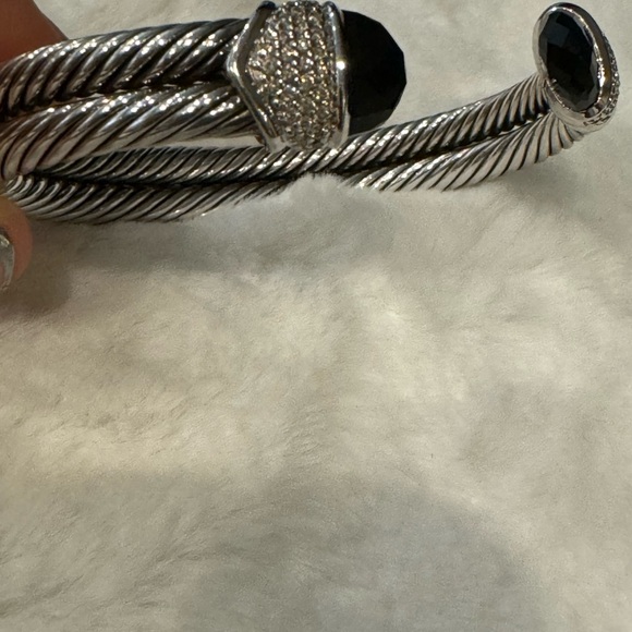 David Yurman Double Cable Cuff Black Onyx w/Diamonds - Picture 3 of 11